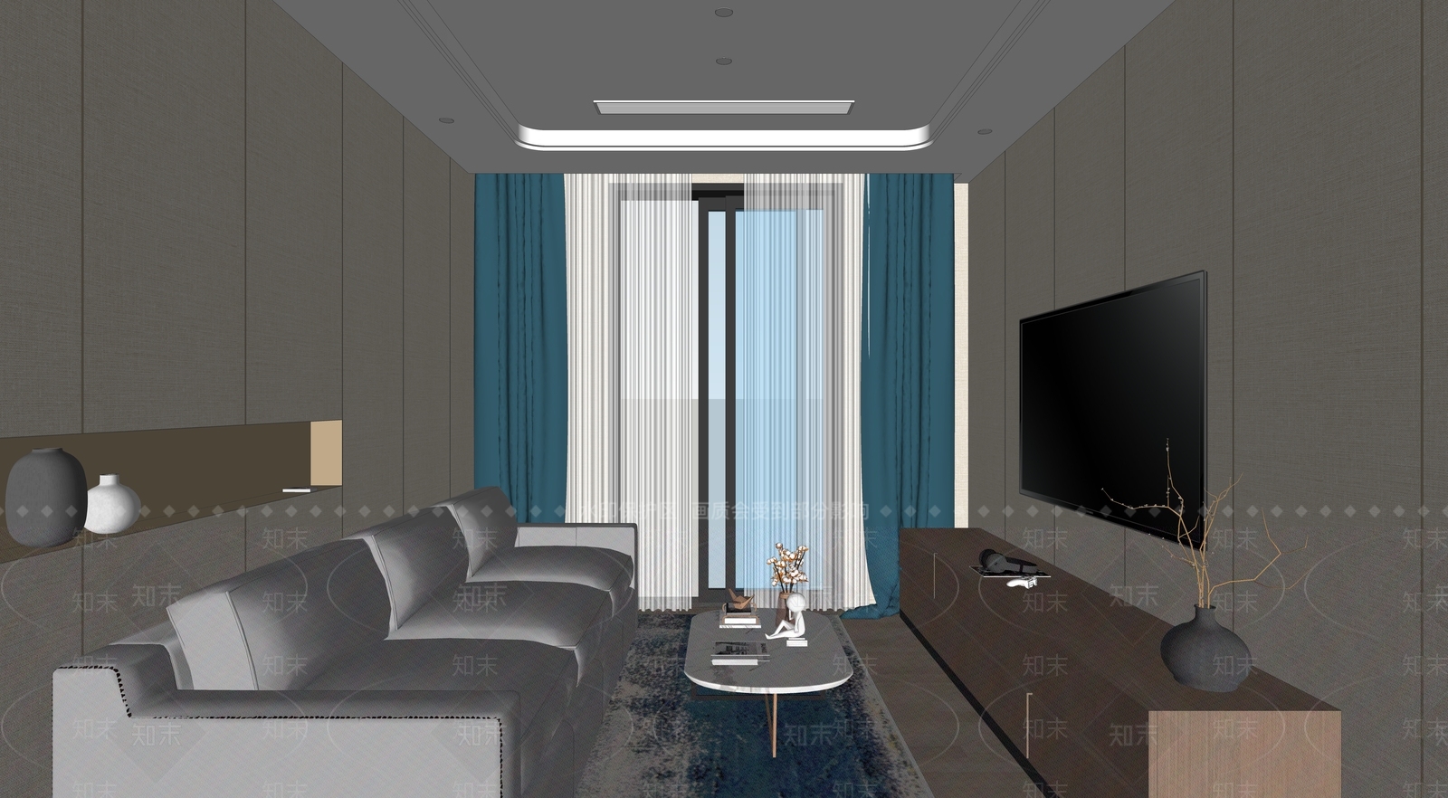 现代风格影音室SU模型下载【ID:564171714】
