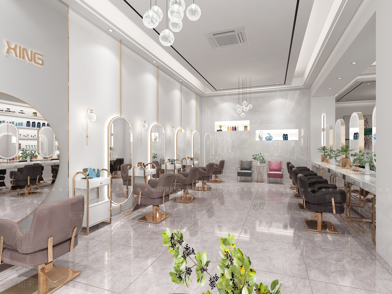 现代轻奢理发店3D模型下载【ID:964181769】