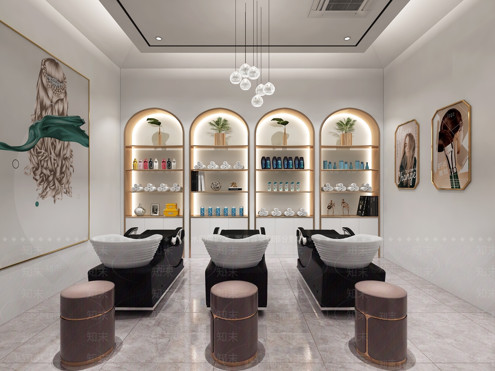现代轻奢理发店3D模型下载【ID:964181769】