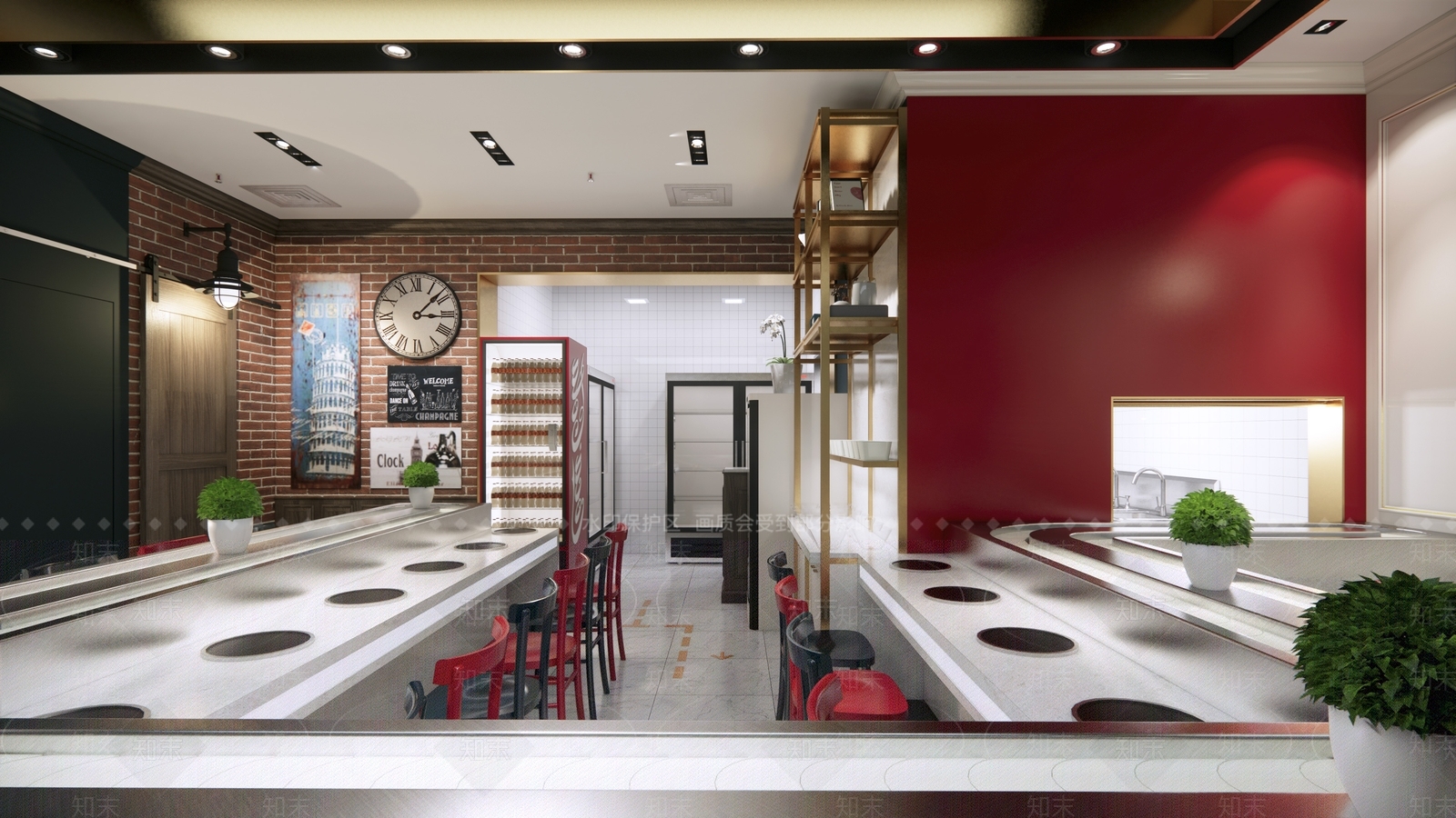 现代风格旋转小火锅店SU模型下载【ID:864210846】