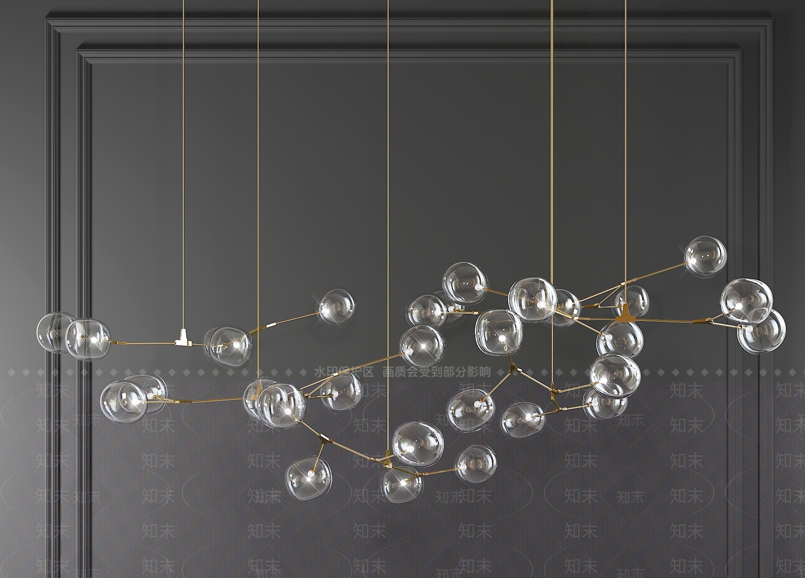 北欧玻璃吊灯3D模型下载【ID:564217819】