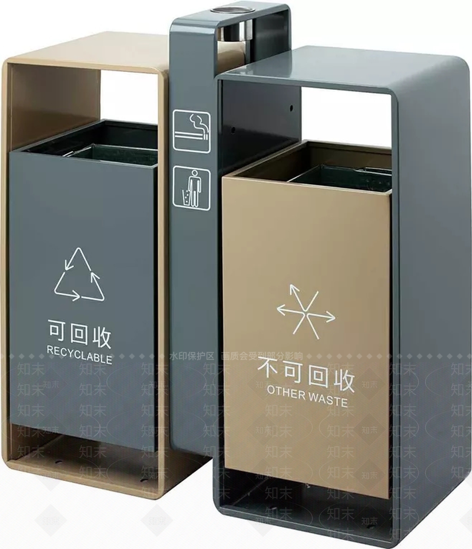 现代风格垃圾桶组合SU模型下载【ID:864218232】