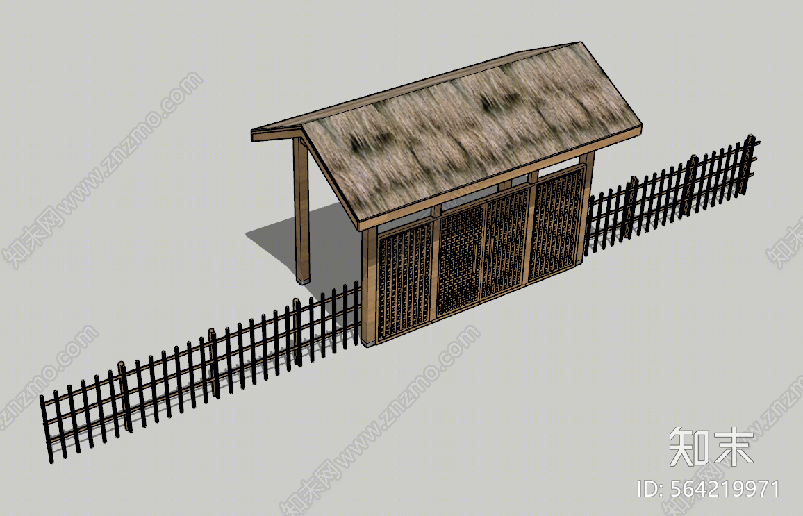 新中式风格庭院景观SU模型下载【ID:564219971】