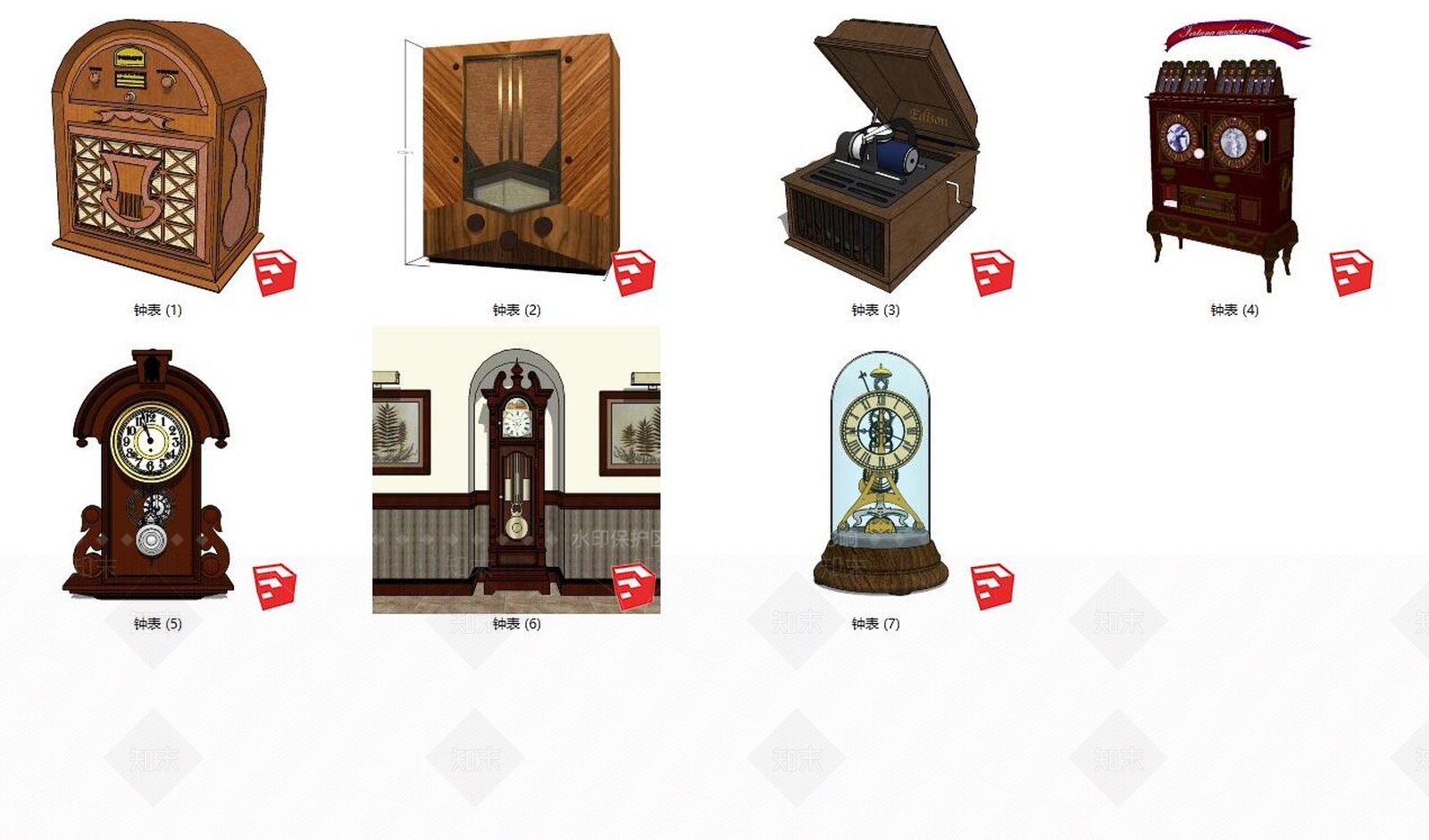 工业风格钟SU模型下载【ID:164227235】