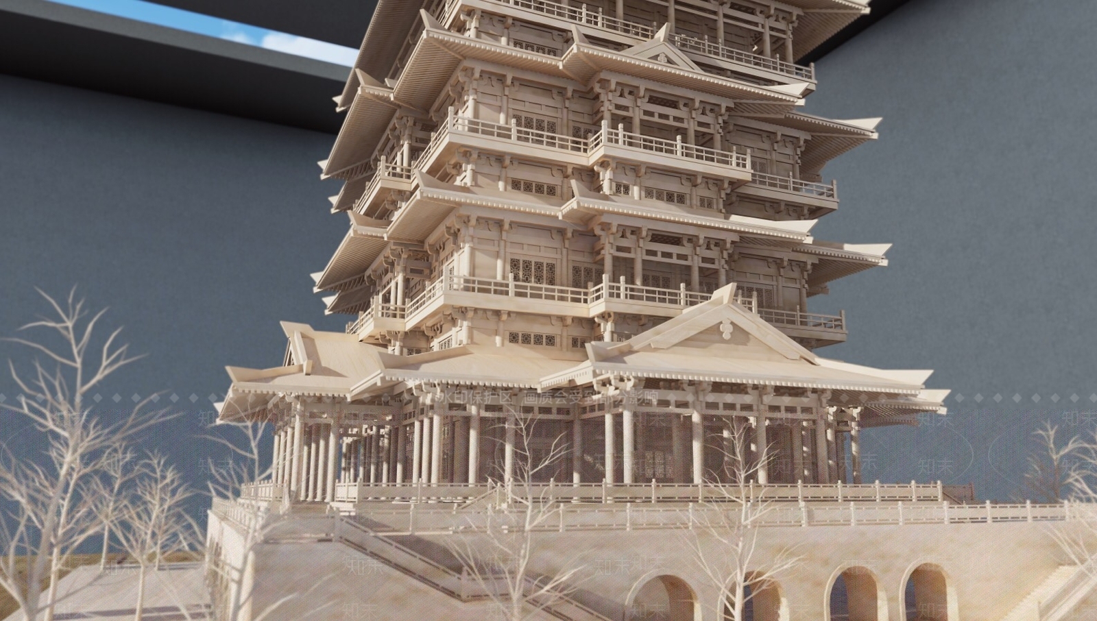中式风格古建筑模型SU模型下载【ID:864228601】