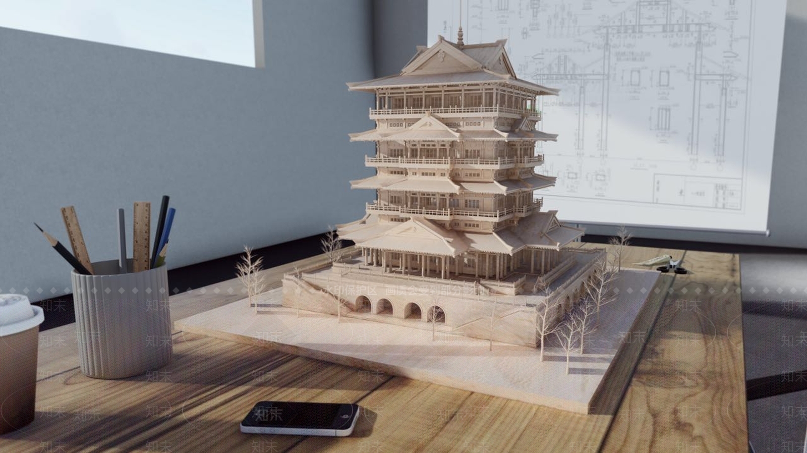 中式风格古建筑模型SU模型下载【ID:864228601】