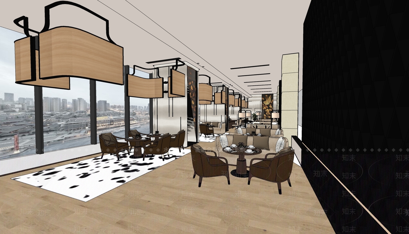新中式酒店餐厅SU模型下载【ID:964231894】