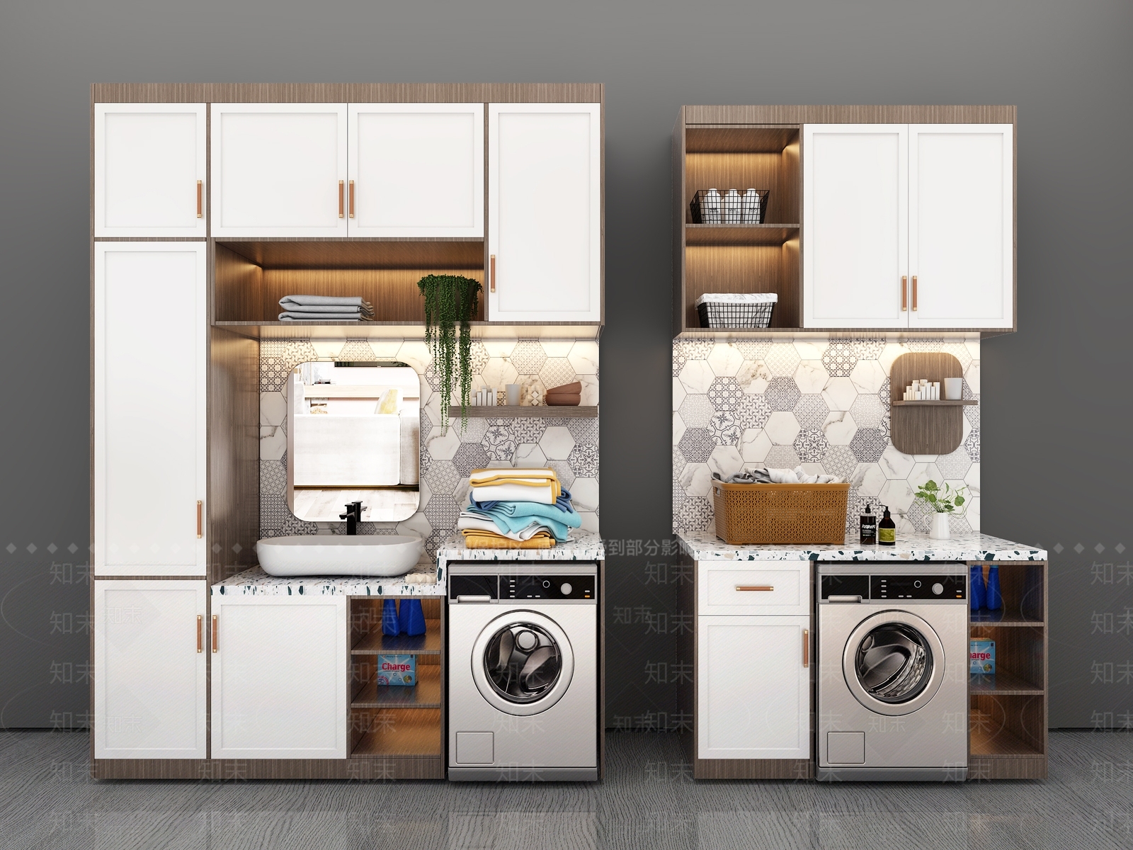 现代阳台洗衣柜3D模型下载【ID:964233715】