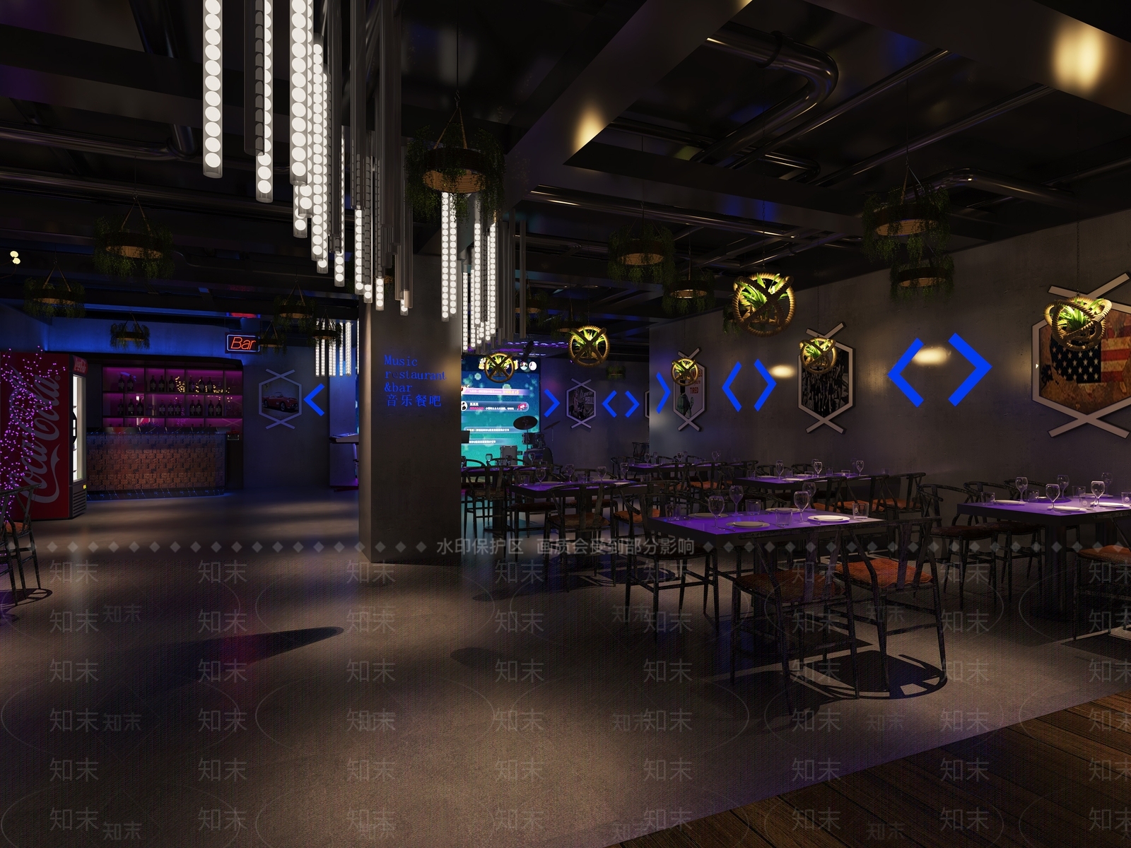 工业风音乐餐厅3D模型下载【ID:464254029】