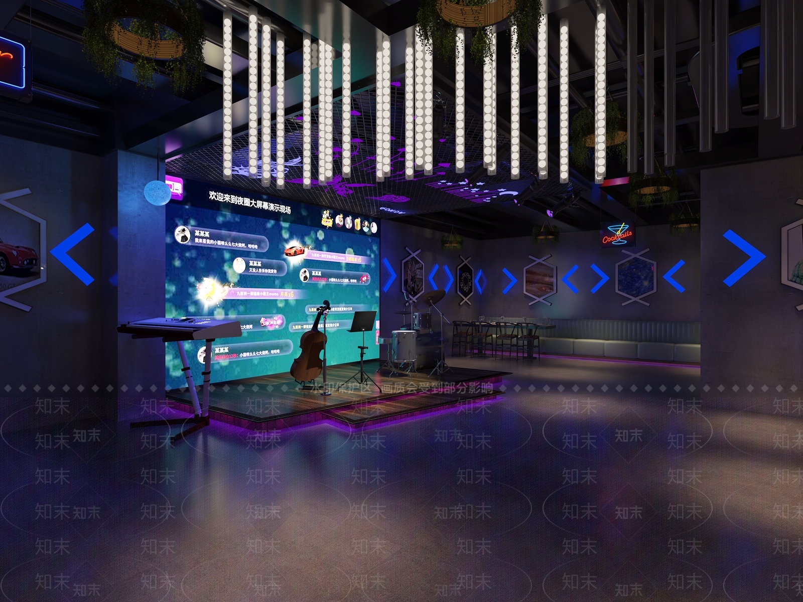 工业风音乐餐厅3D模型下载【ID:464254029】