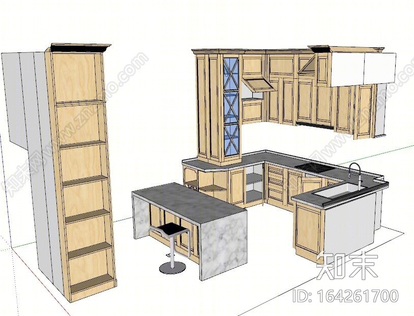 北欧风格橱柜组合SU模型下载【ID:164261700】