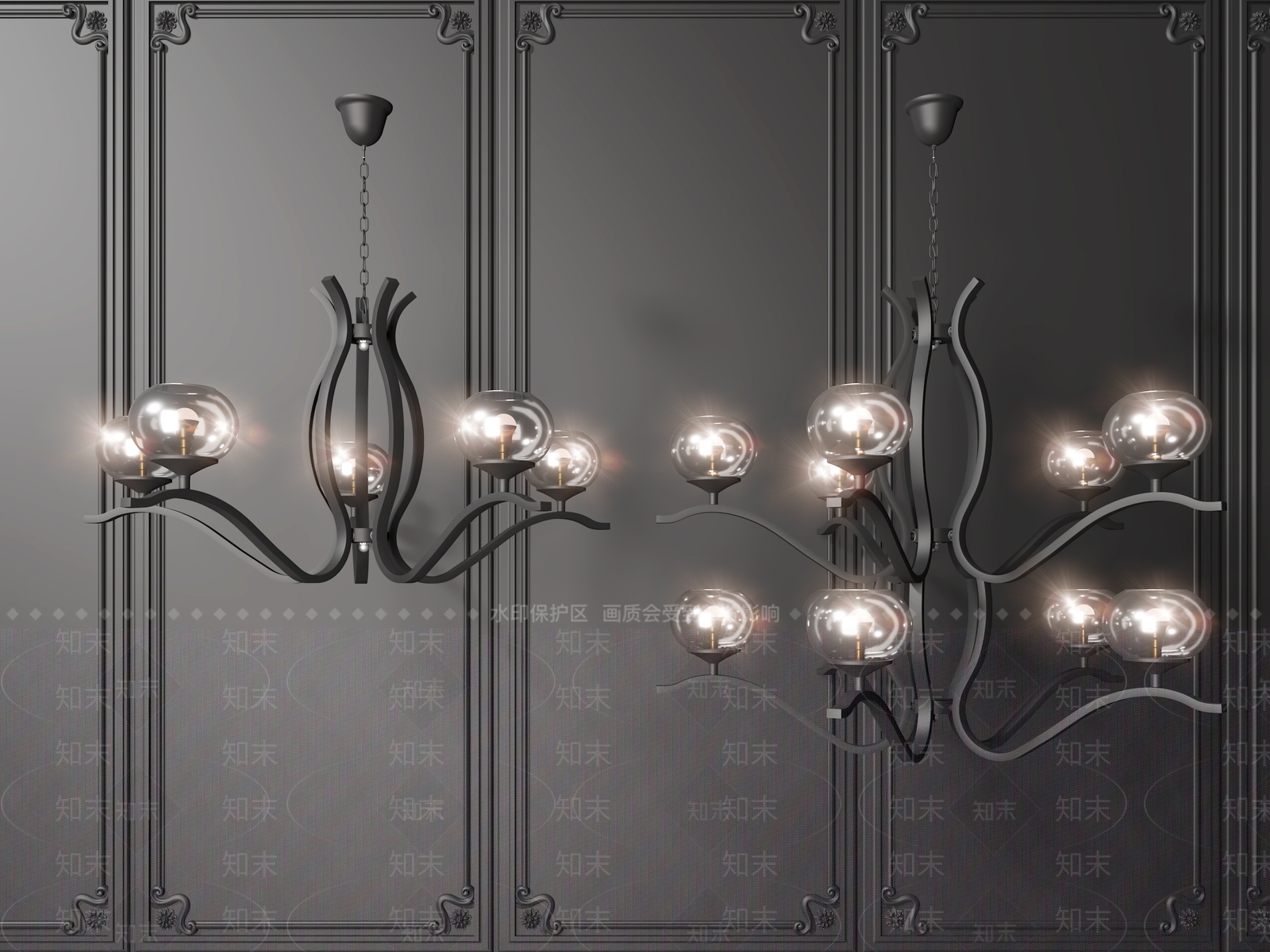 北欧室内吊灯3D模型下载【ID:564443861】