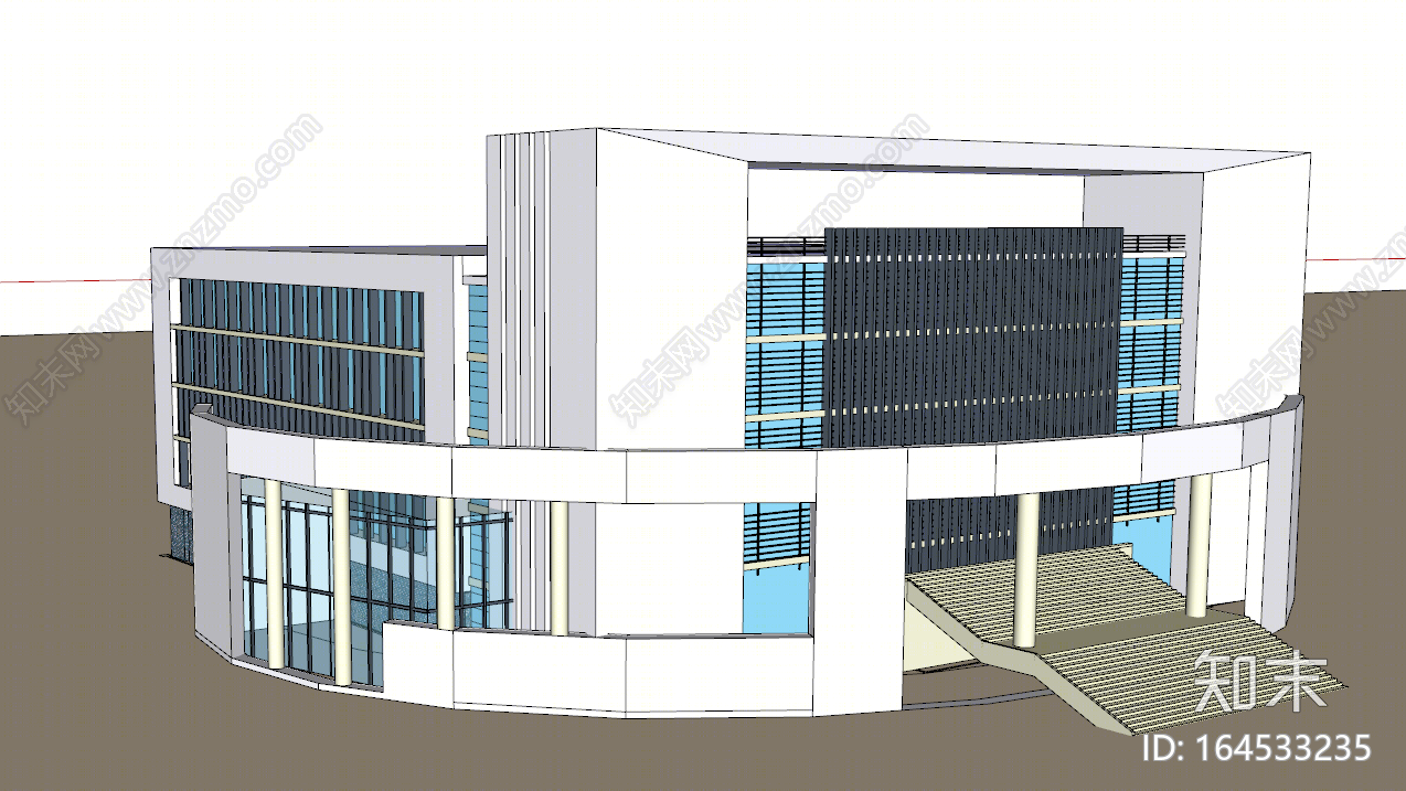 现代风格图书馆SU模型下载【ID:164533235】