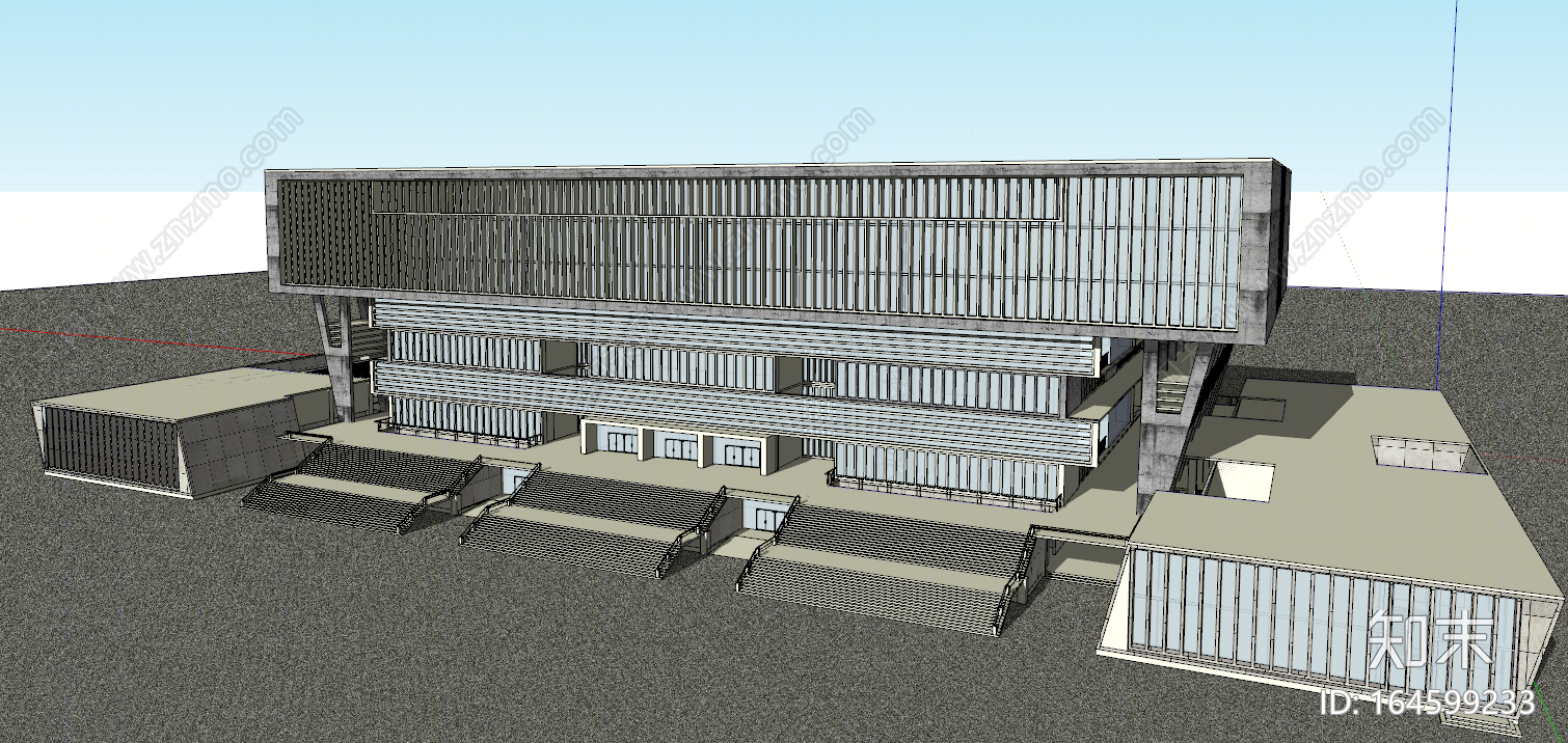 现代风格图书馆SU模型下载【ID:164599233】
