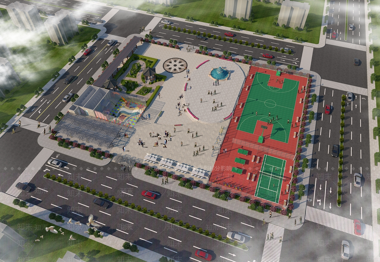 现代风格公园景观SU模型下载【ID:564666724】