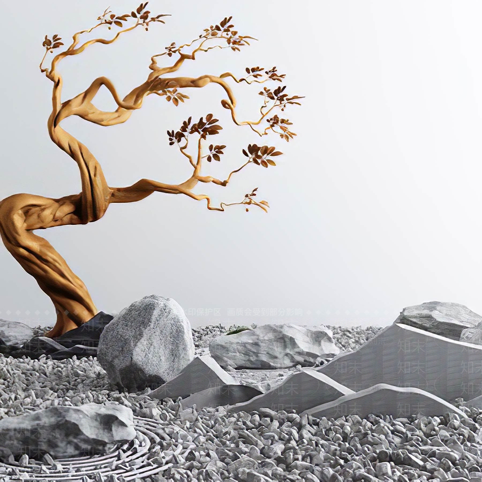 新中式园林景观树3D模型下载【ID:364825965】