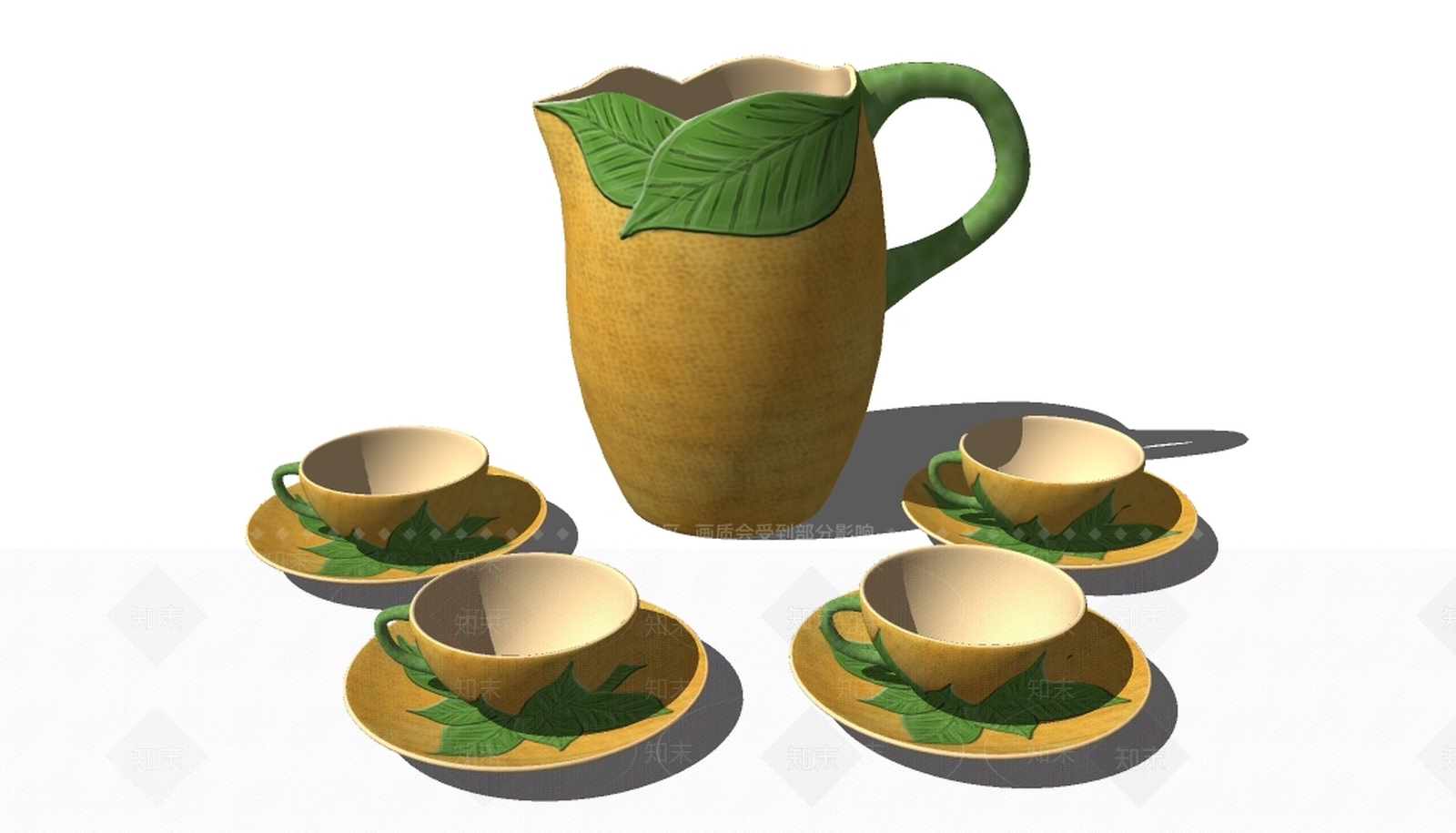 古典风格茶壶茶杯组合SU模型下载【ID:764902894】