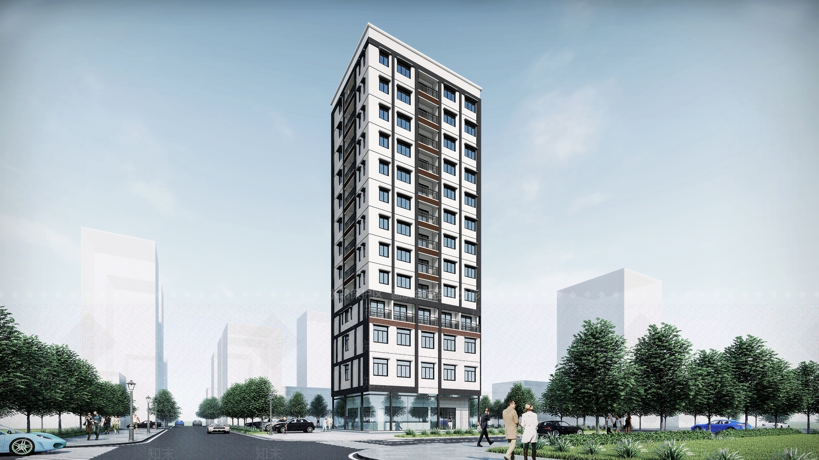 现代风格高层住宅SU模型下载【ID:264919780】