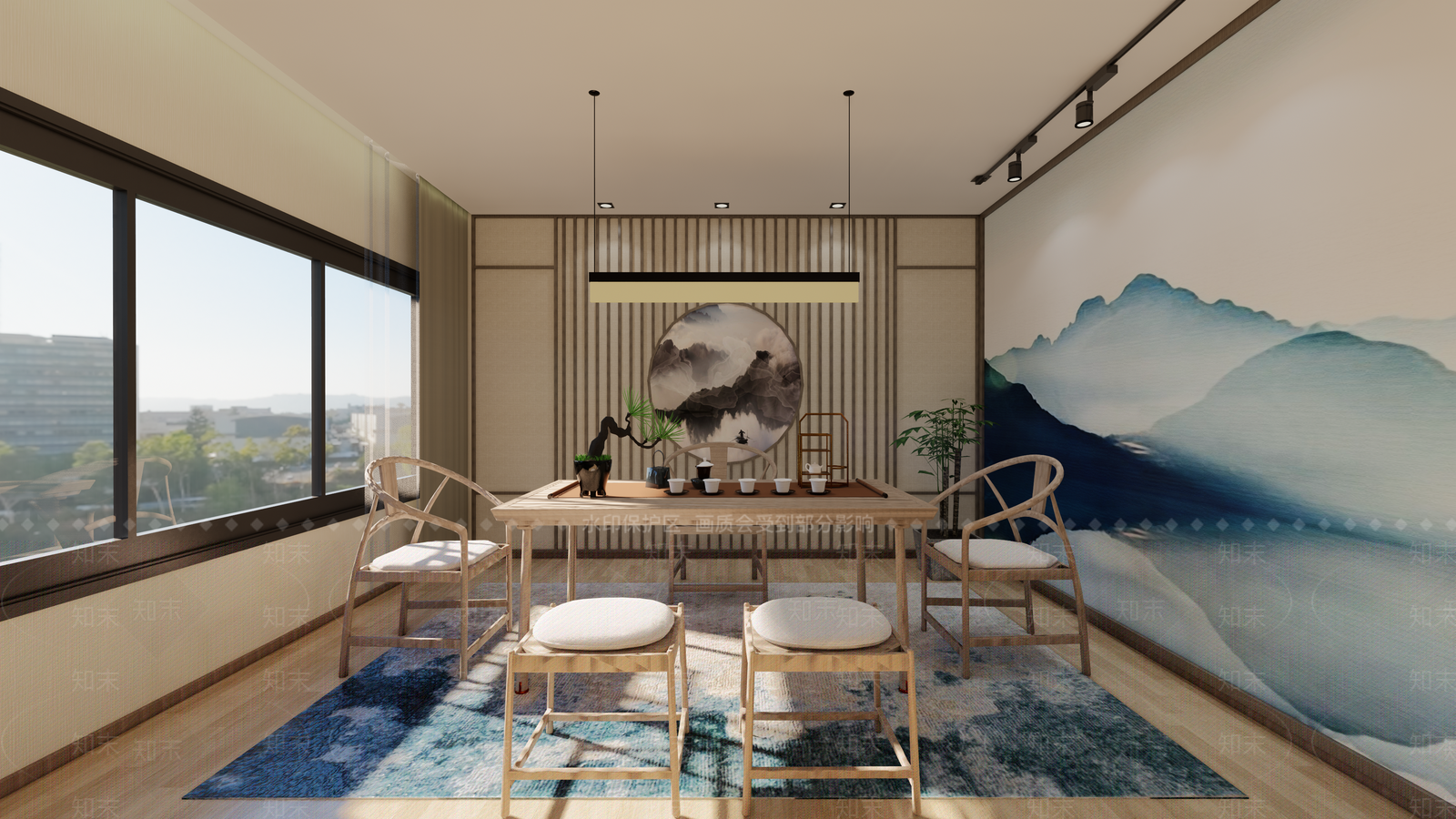 新中式风格茶室SU模型下载【ID:964965351】
