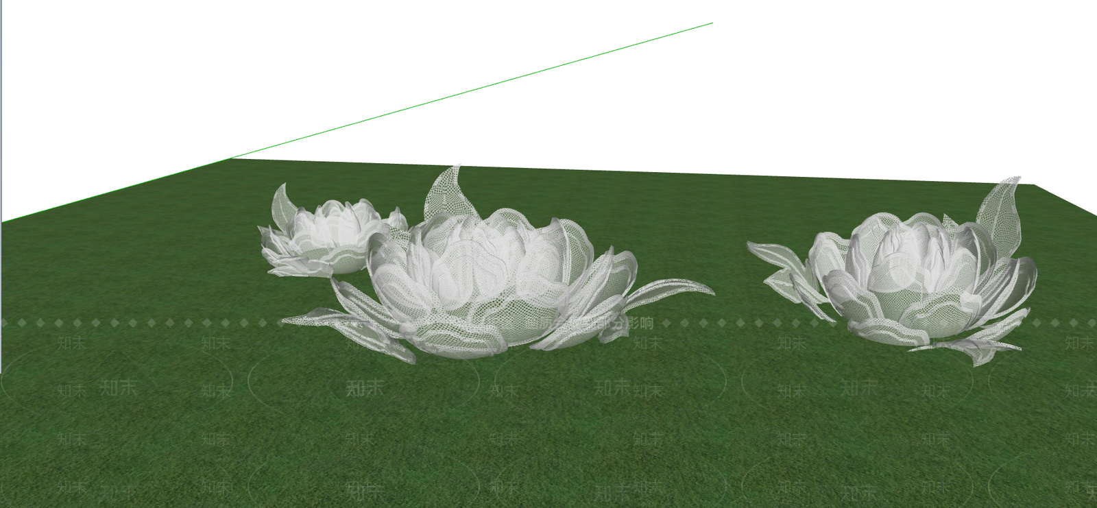 现代镂空花朵雕塑小品SU模型下载【ID:664973607】