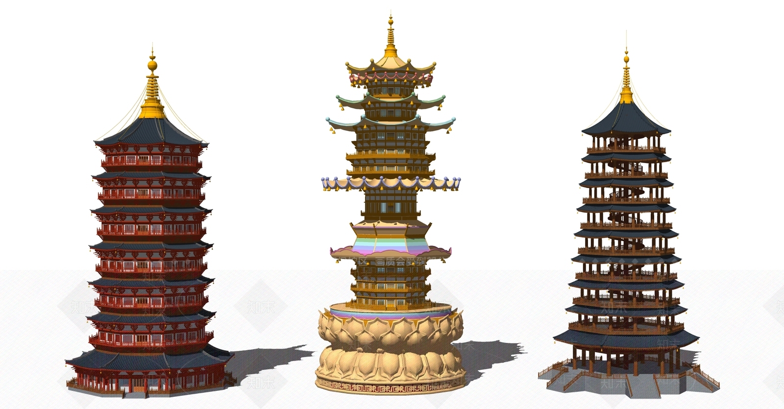 中式风格塔楼SU模型下载【ID:564986363】