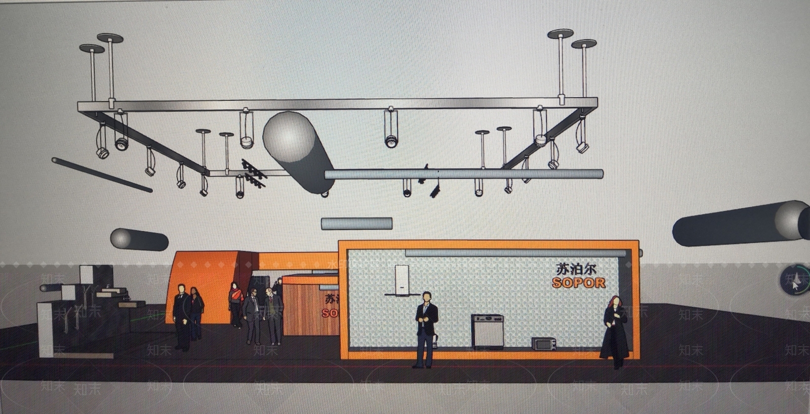 现代风格展厅SU模型下载【ID:264988946】