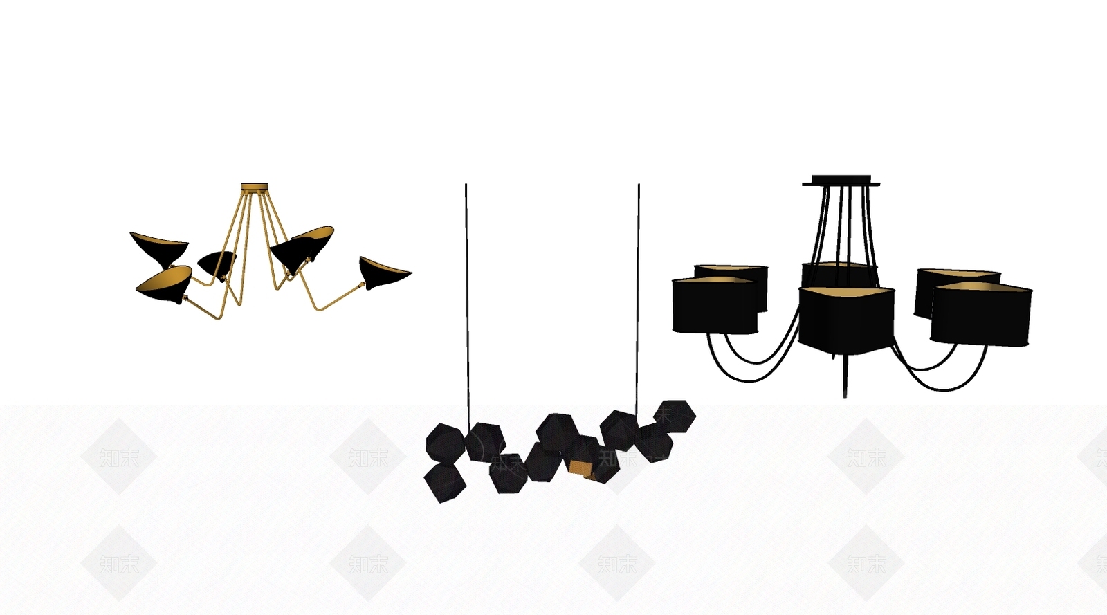 现代风格轻奢室内吊灯SU模型下载【ID:365001806】