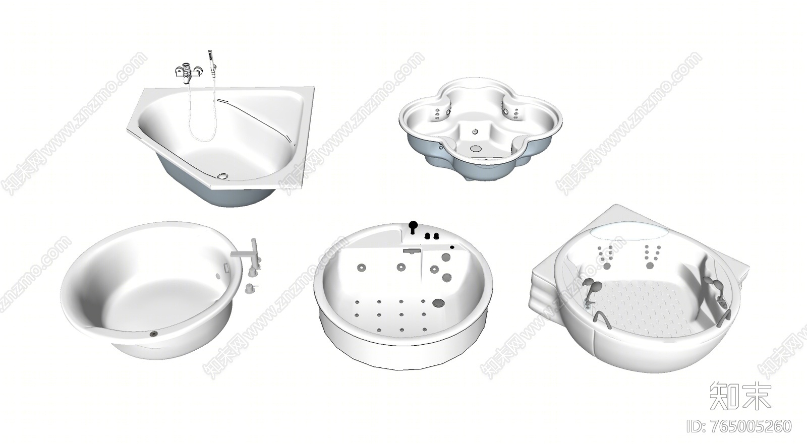 现代风格圆形浴缸SU模型下载【ID:765005260】