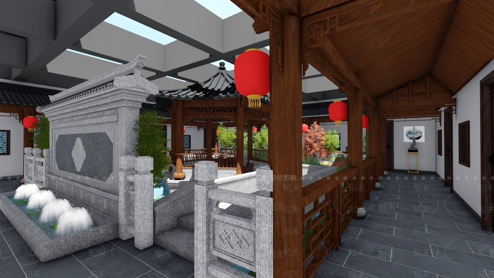 新中式风格茶餐厅SU模型下载【ID:865007732】