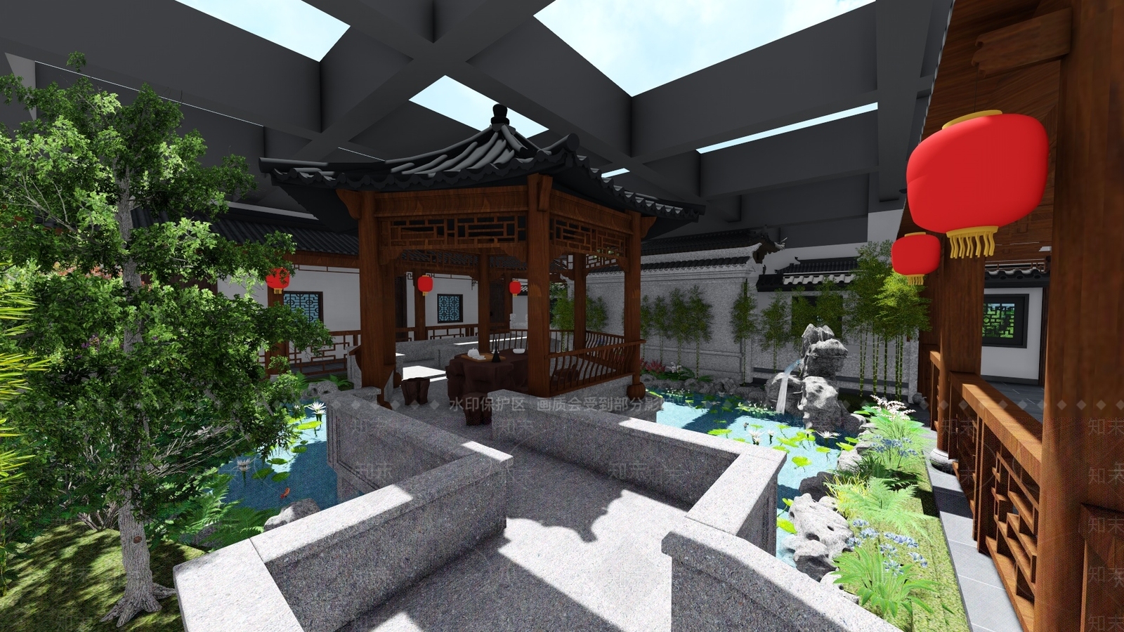 新中式风格茶餐厅SU模型下载【ID:865007732】