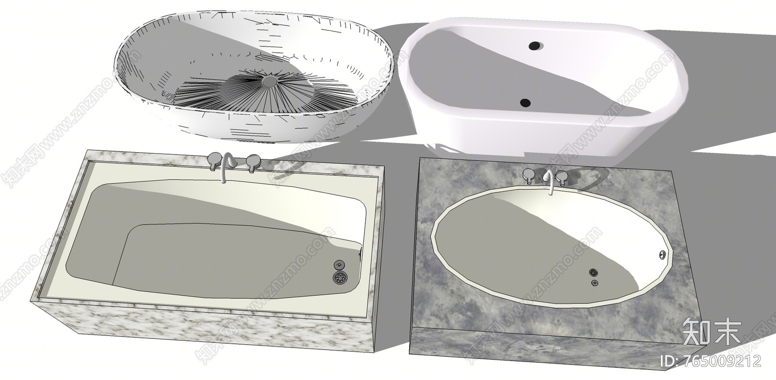 现代风格浴缸SU模型下载【ID:765009212】