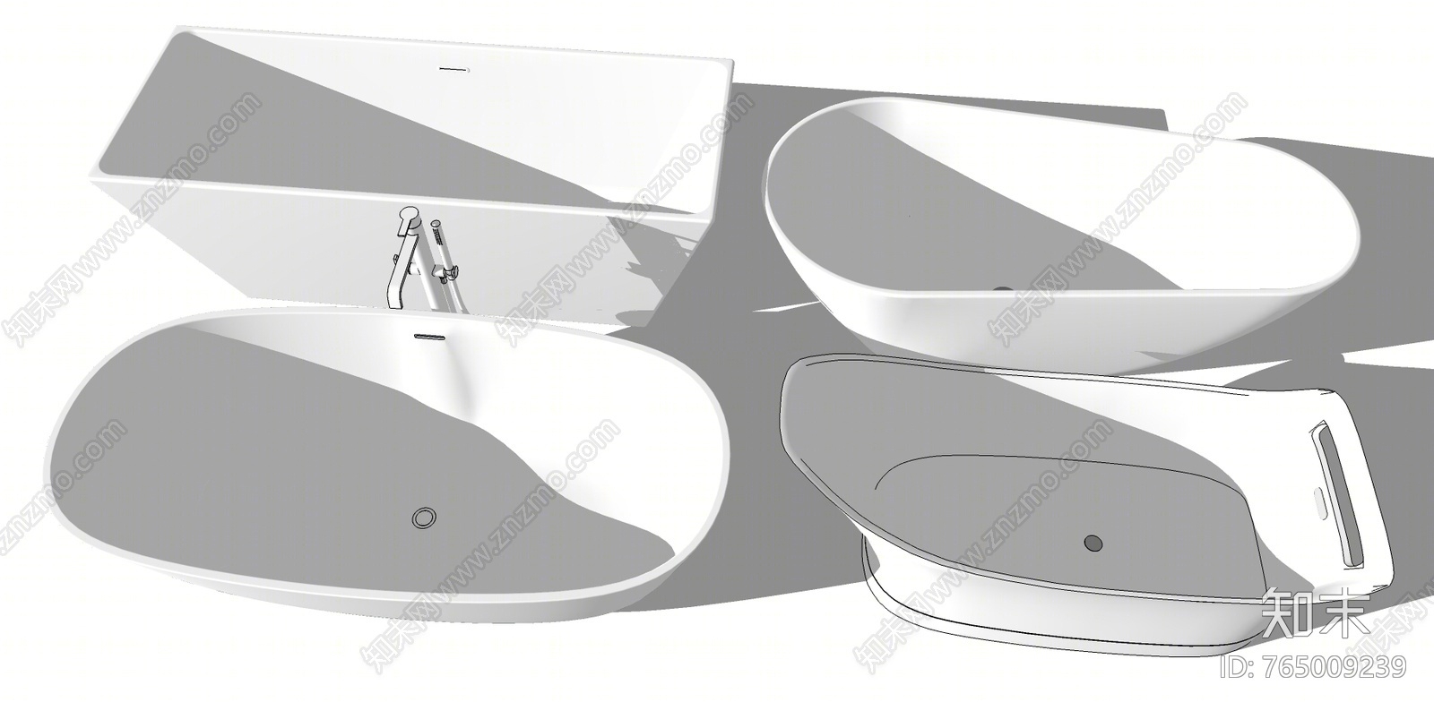 现代风格浴缸SU模型下载【ID:765009239】
