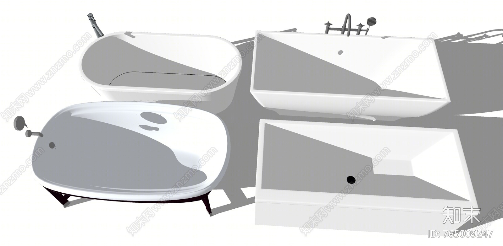 现代风格浴缸SU模型下载【ID:765009247】