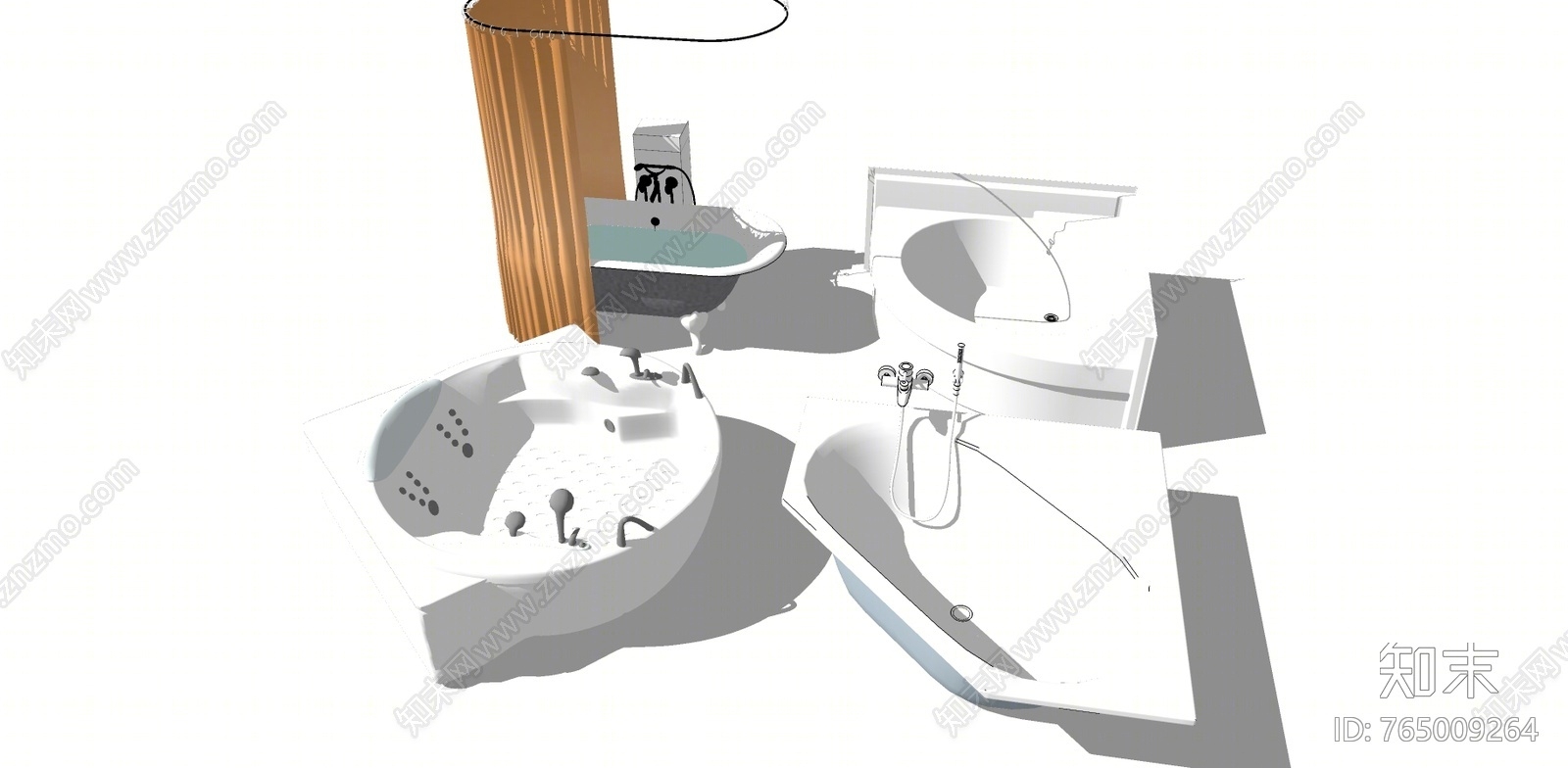 现代风格浴缸SU模型下载【ID:765009264】