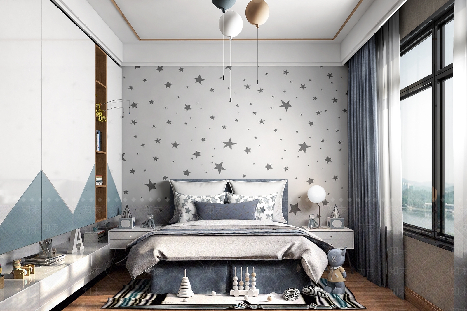 现代男孩儿童房家具3D模型下载【ID:165025242】