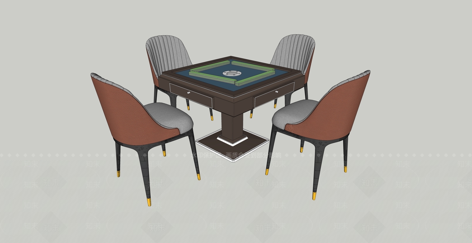 现代风格休闲桌椅组合SU模型下载【ID:765043723】
