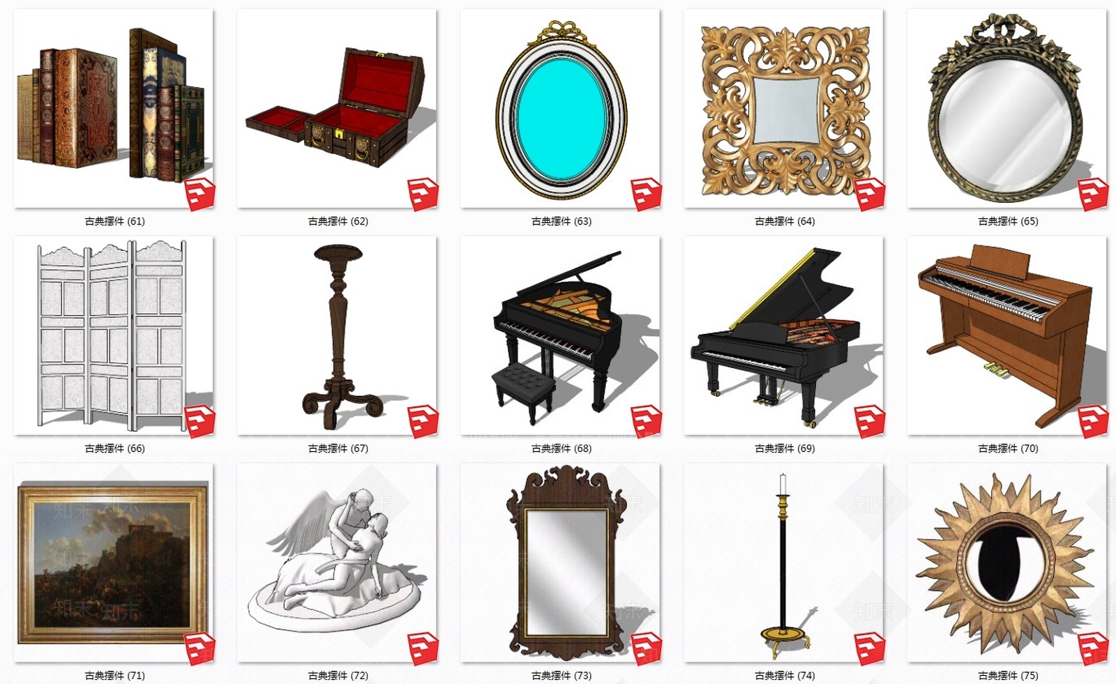 古典风格钢琴SU模型下载【ID:665052162】