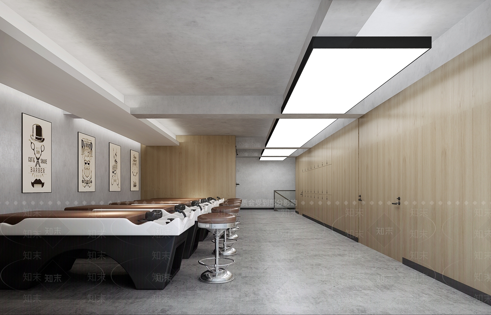 工业风理发店3D模型下载【ID:965059770】