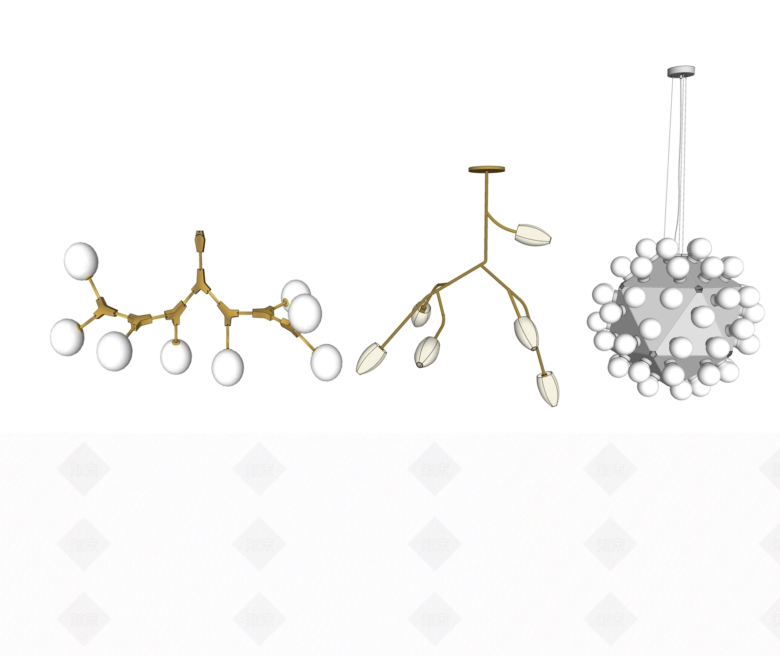 现代风格魔豆吊灯SU模型下载【ID:565064517】
