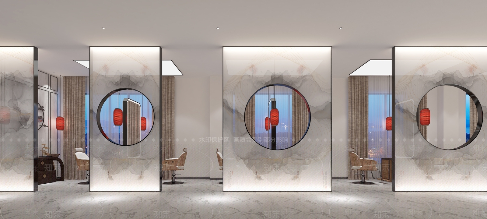 新中式理发店3D模型下载【ID:965070741】