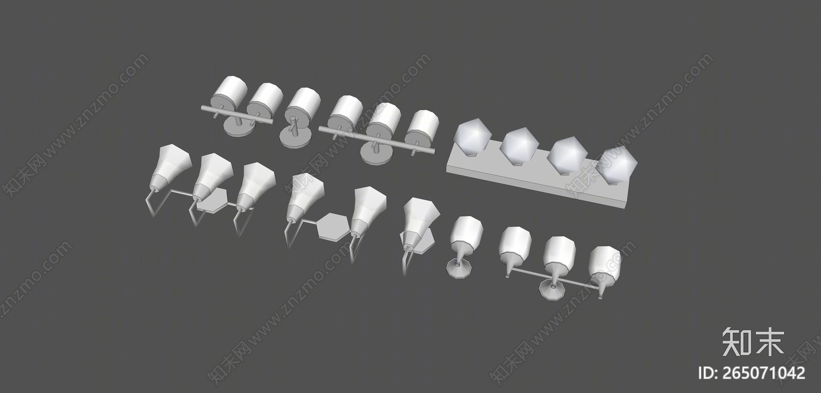 现代风格灯具组合SU模型下载【ID:265071042】