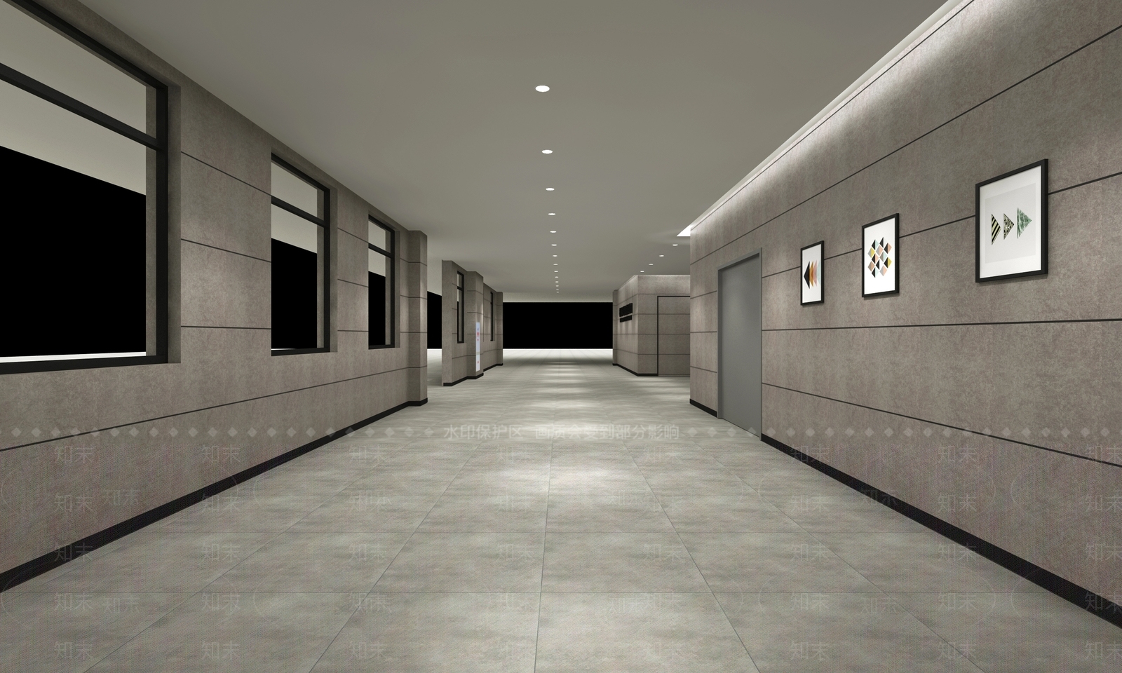 现代公司走廊空间3D模型下载【ID:665077223】_知末3d模型网
