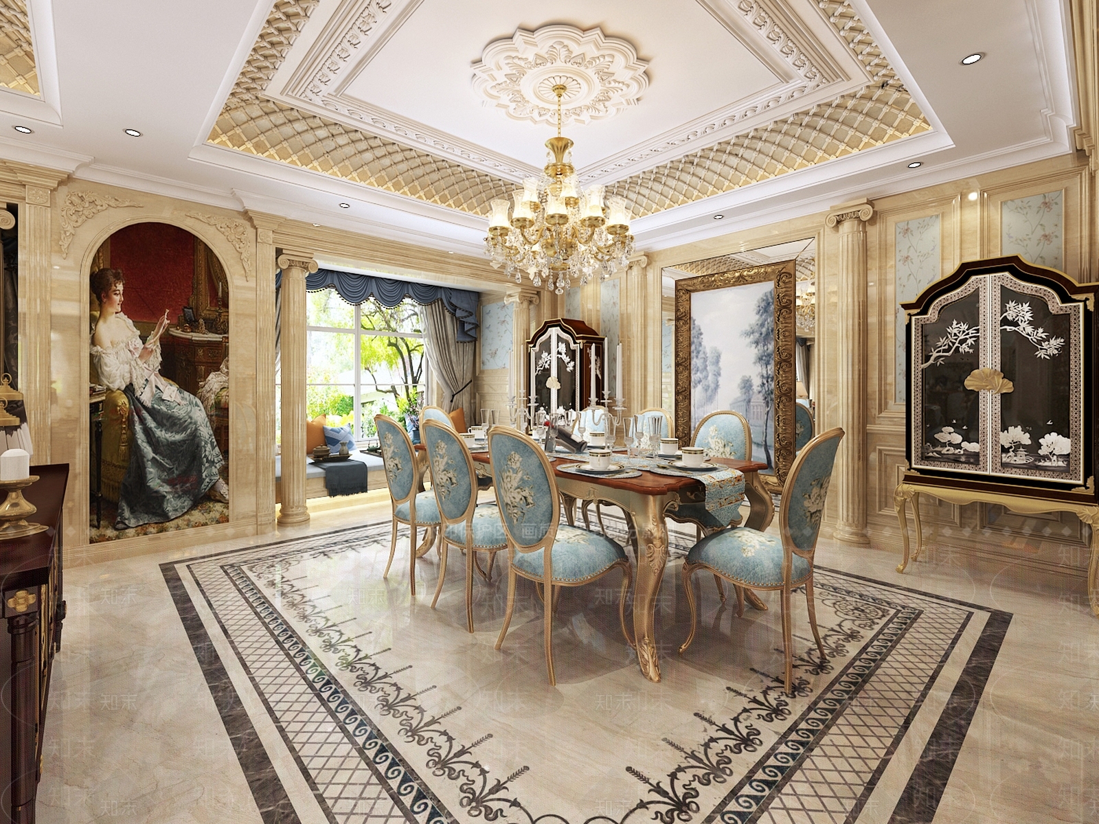 新古典奢华客厅3D模型下载【ID:765077879】