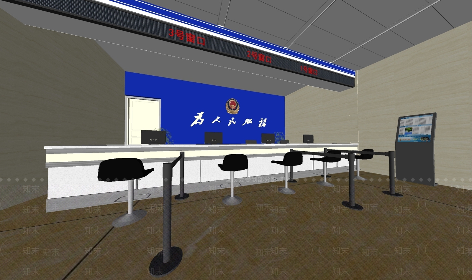 现代风格公安局服务大厅SU模型下载【ID:565086224】