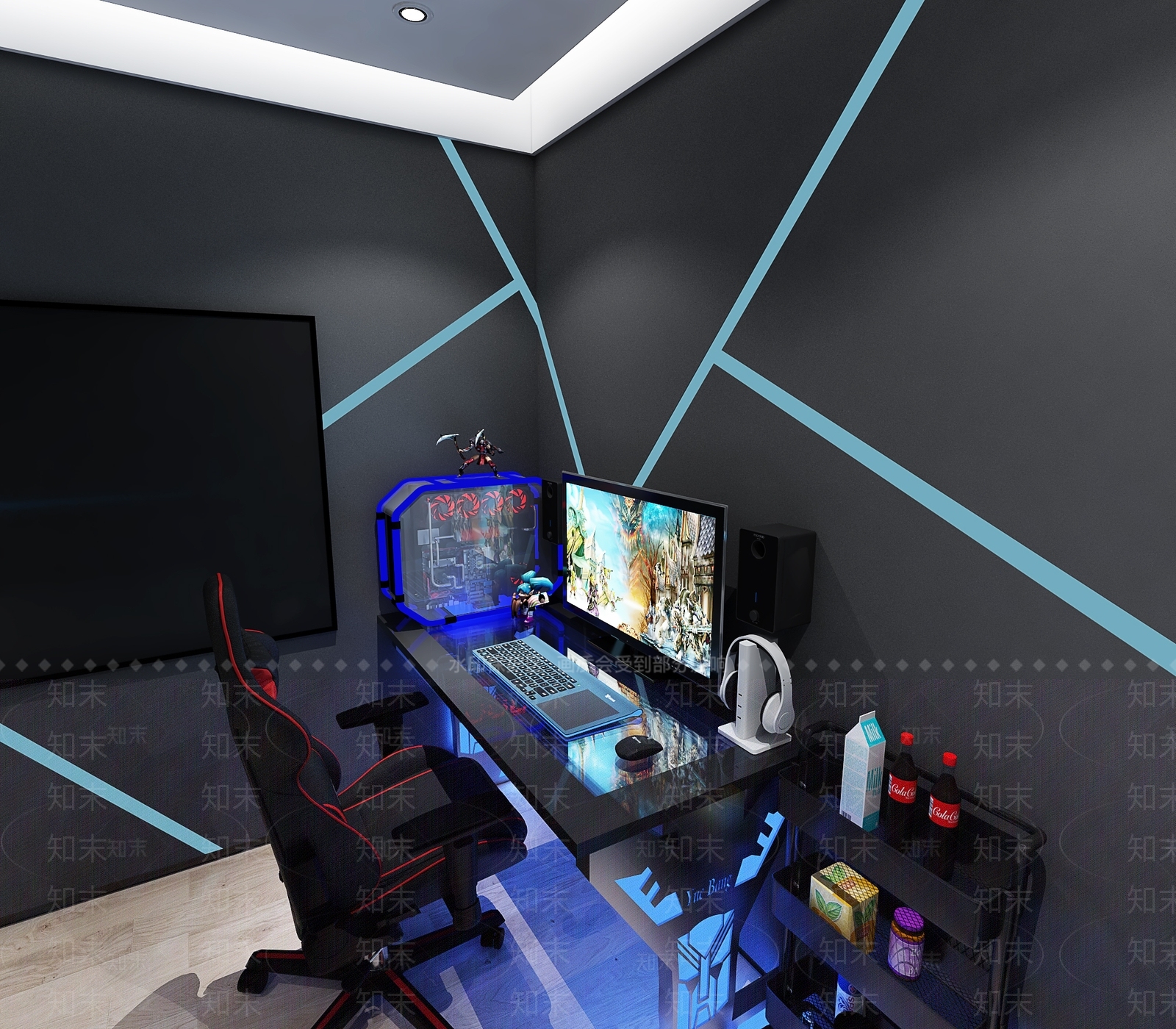 现代电竞桌椅3D模型下载【ID:965091272】