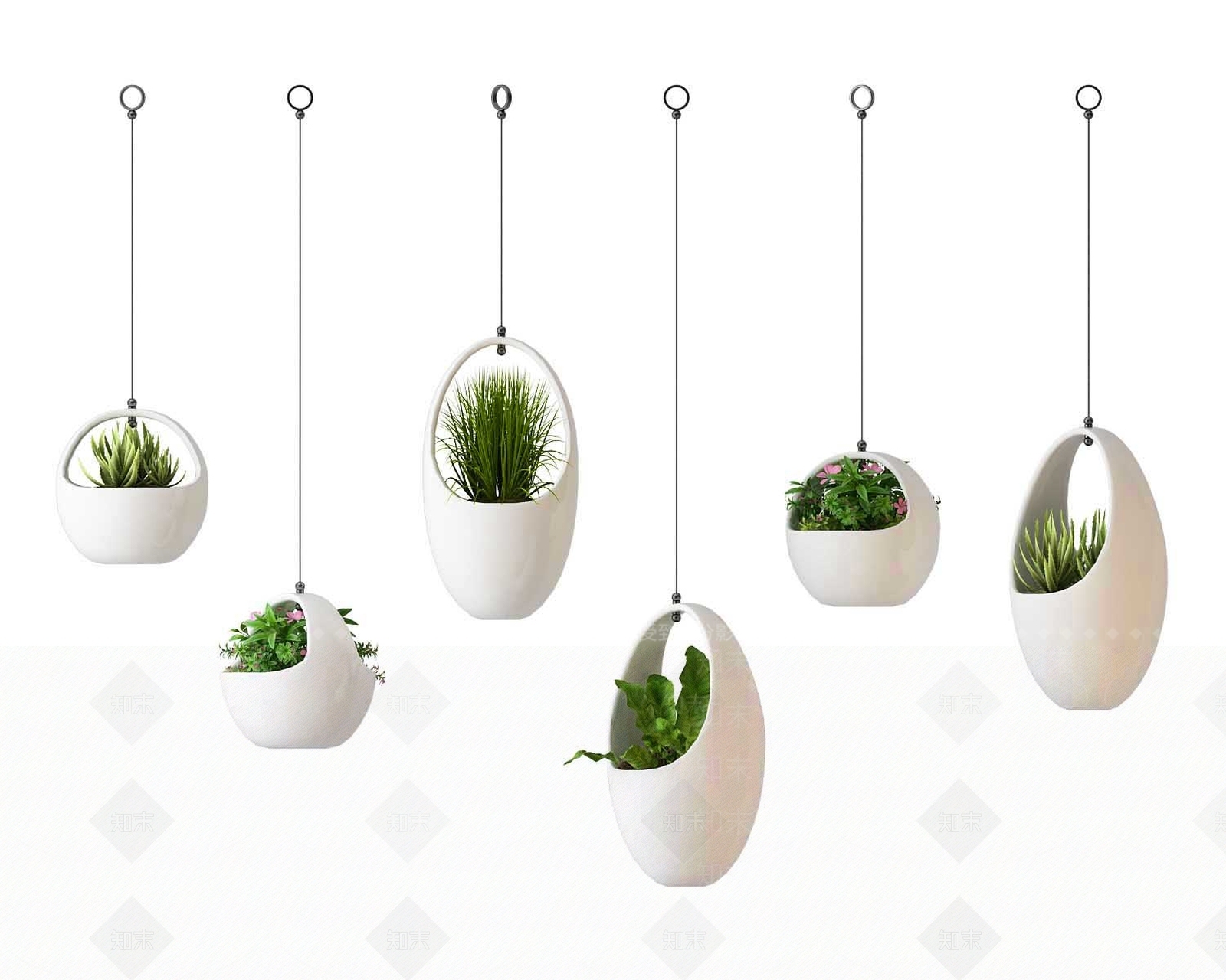 现代吊篮植物盆栽3D模型下载【ID:365095829】