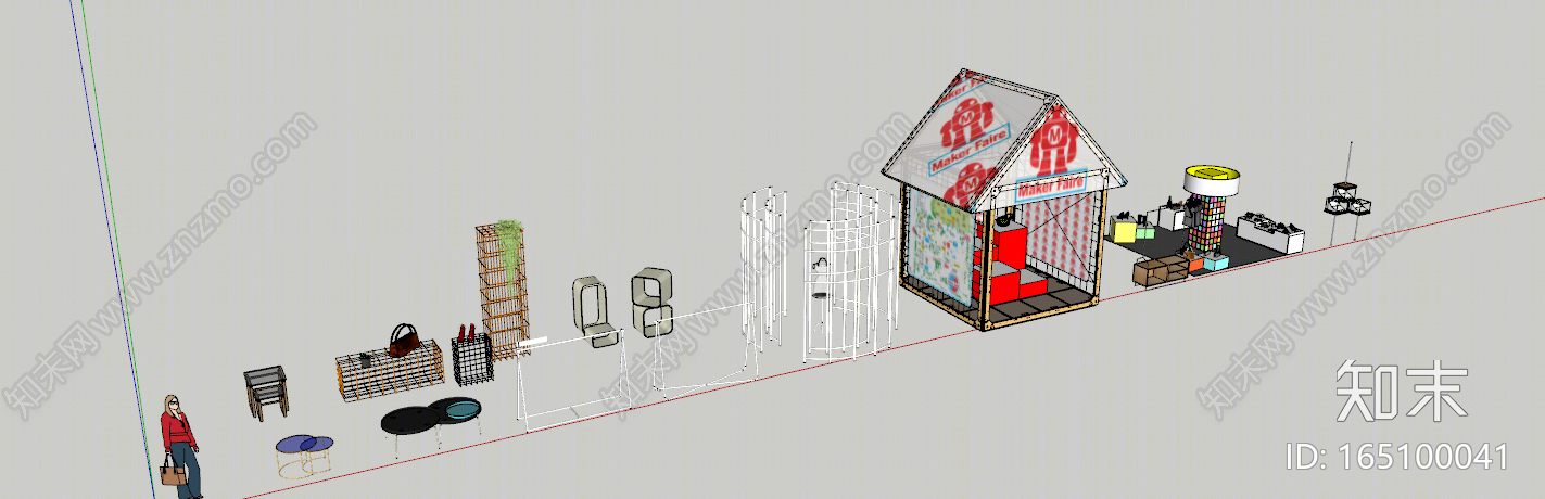 现代风格商场中岛货架展示区域SU模型下载【ID:165100041】