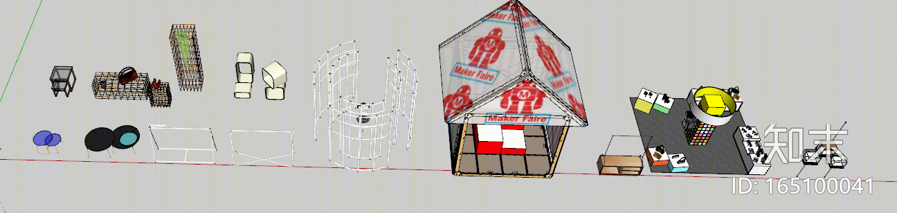 现代风格商场中岛货架展示区域SU模型下载【ID:165100041】