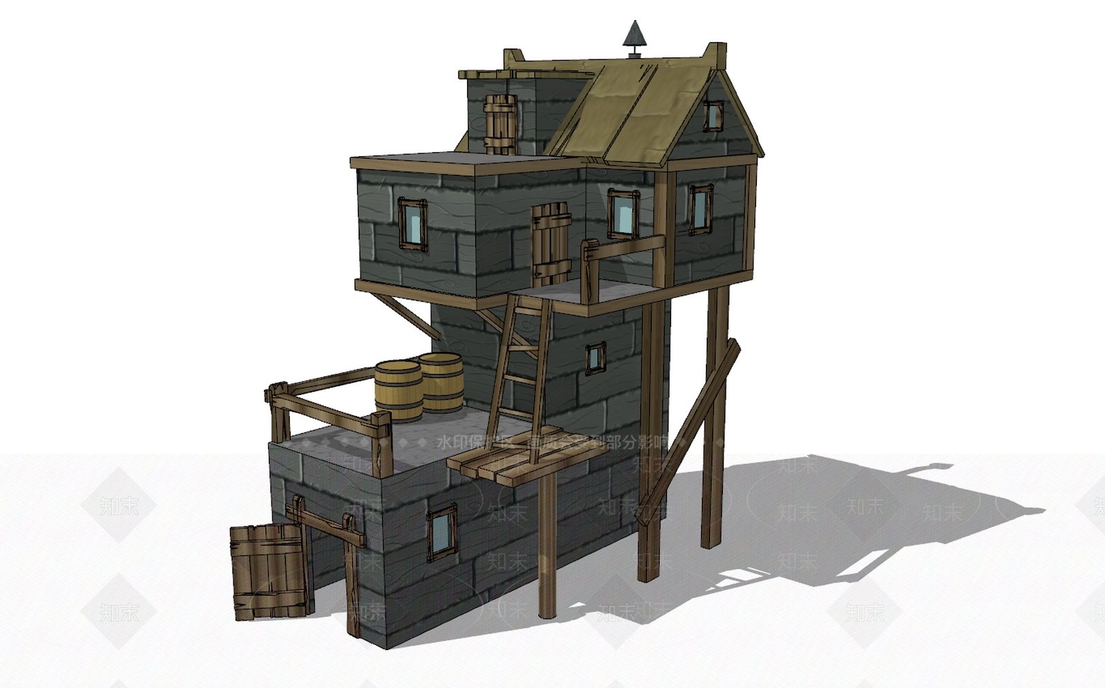 现代风格景观小建筑SU模型下载【ID:665196790】