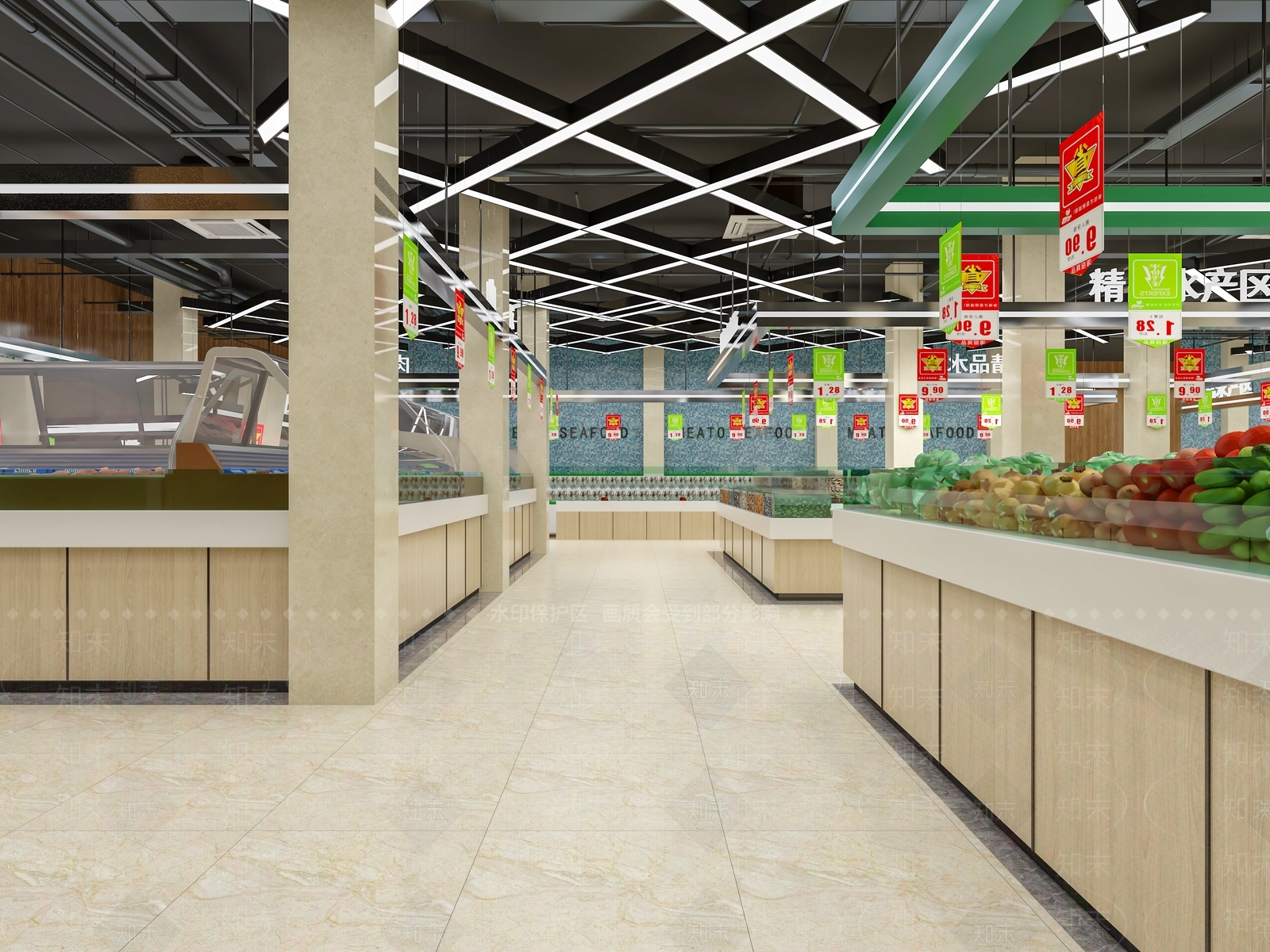 现代超市3D模型下载【ID:565199365】